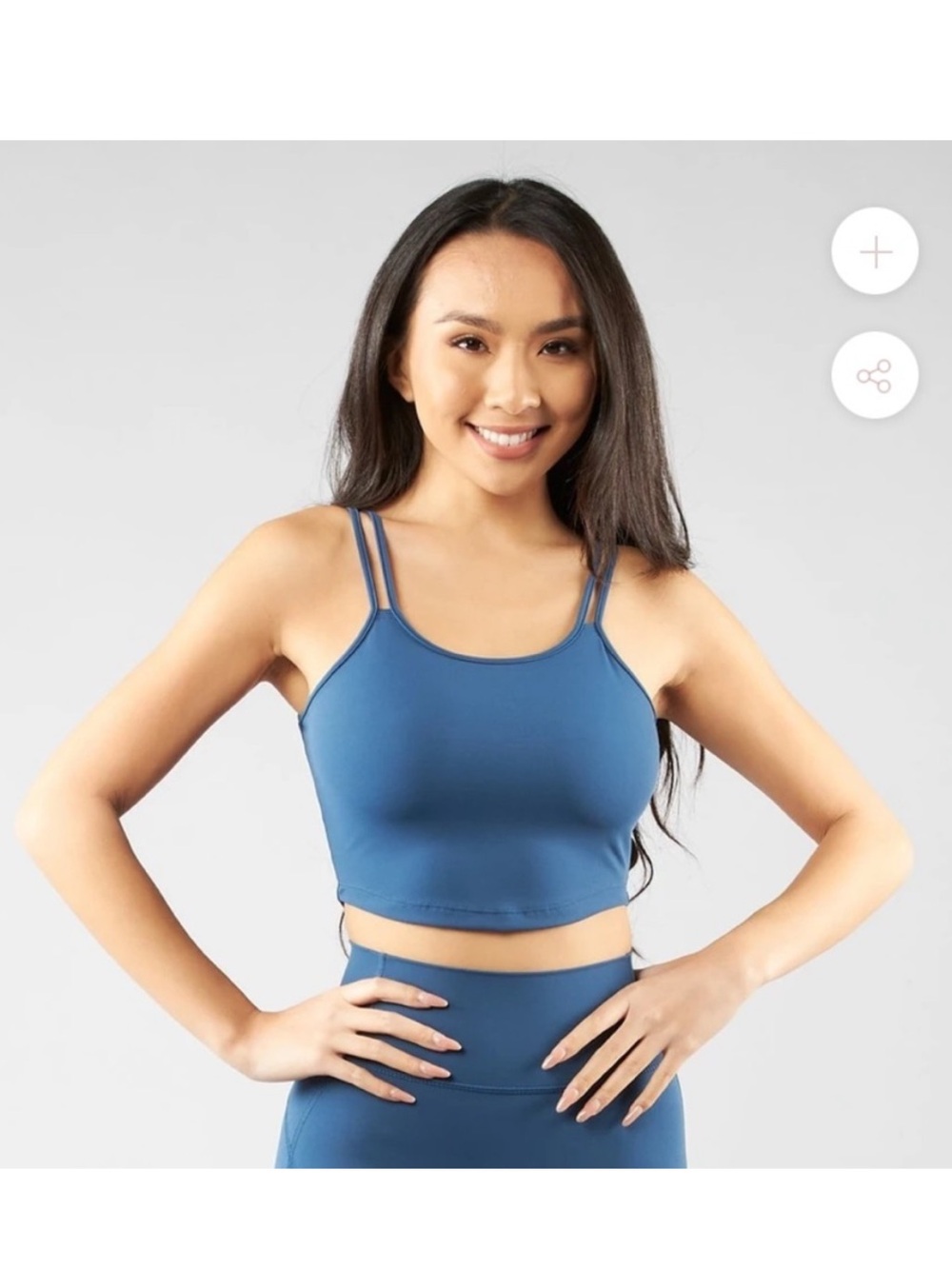 BuffBunny Double-Strap Spin Crop Top- Blue - Size X-Large